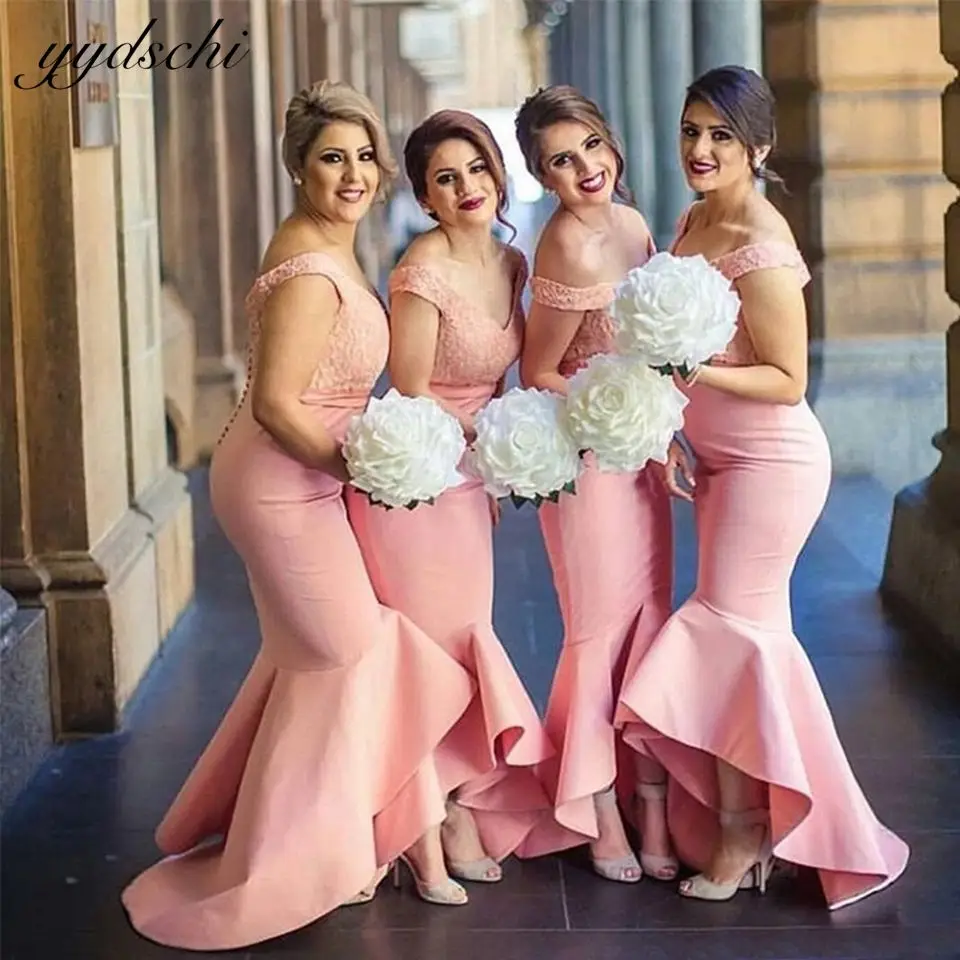 Robes de demoiselle d'honneur rose sirène 2025 pour femmes, robe de soirée de mariage sans manches, 
