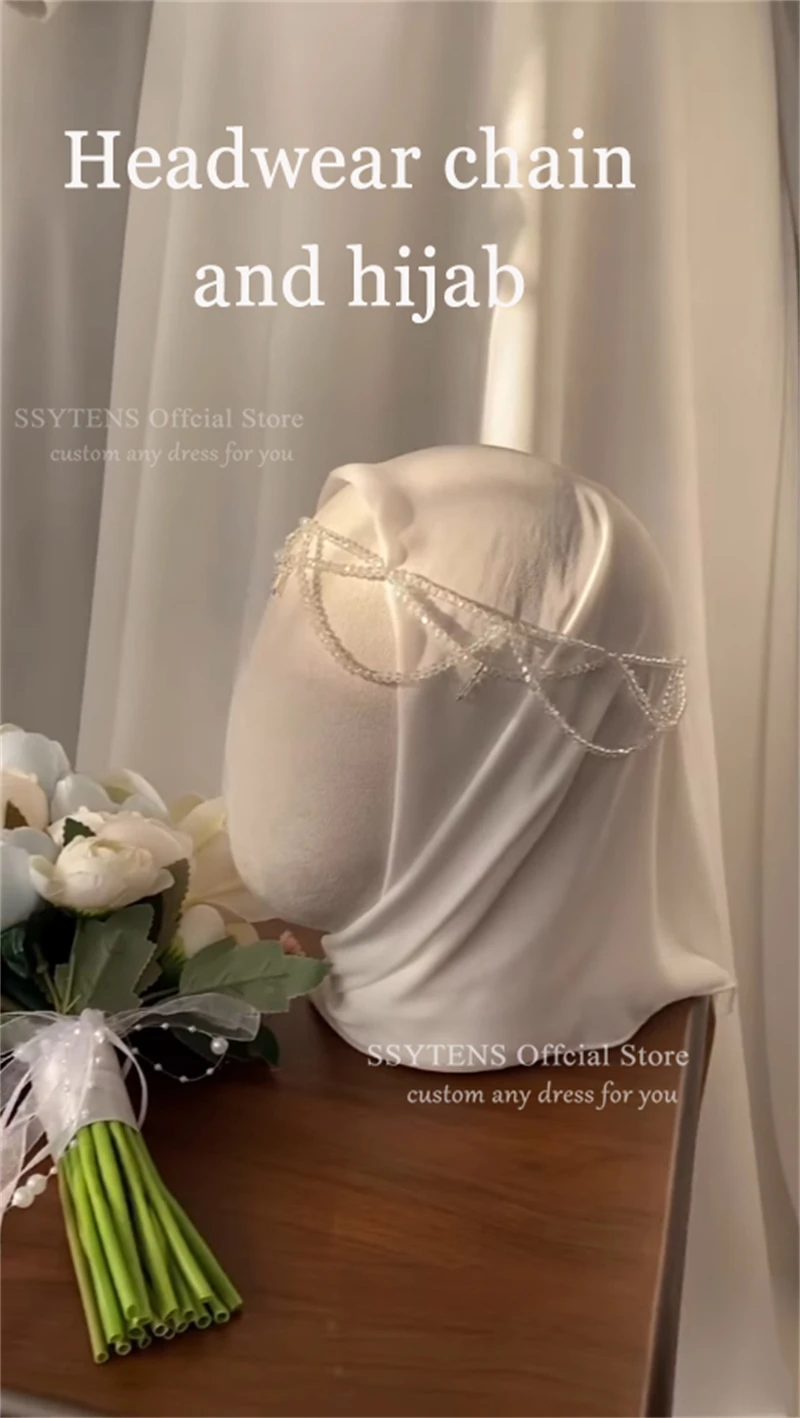SSYTENS Robes de mariée musulmanes modestes pour les mariées, personnalisées, en dentelle ivoire, co