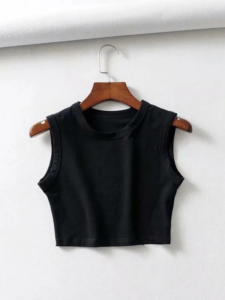 Top court sans manches pour femmes, vintage, blanc, motard, noir, punk, sexy, débardeur, coréen, str