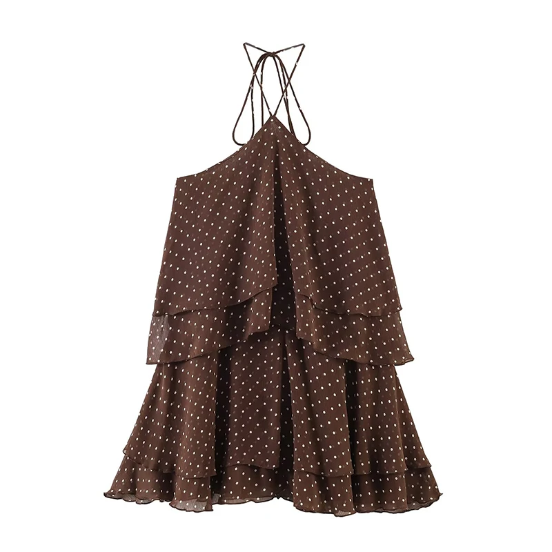 Nouvelle Robe d'Été Femme 2026 Tendance Col Cascade Élégante Jeunesse Robes de Soirée Chic à Pois Mi