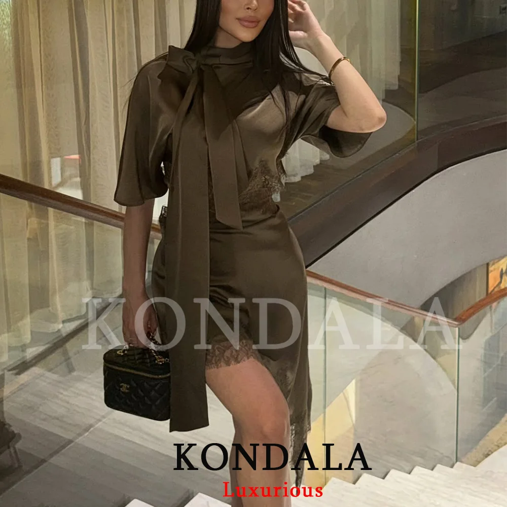 Robe Mini Chic et Élégante KONDALA pour Femme, Col Asymétrique à Nœud, Tendance Printemps-Été 2026,