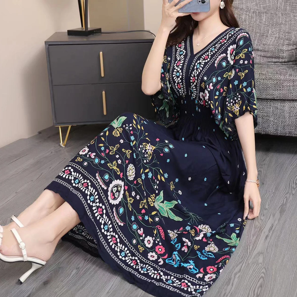 Bohème floral mode robe d'été 2024 femmes Maxi longue plage vacances voyage indien vêtements vestido