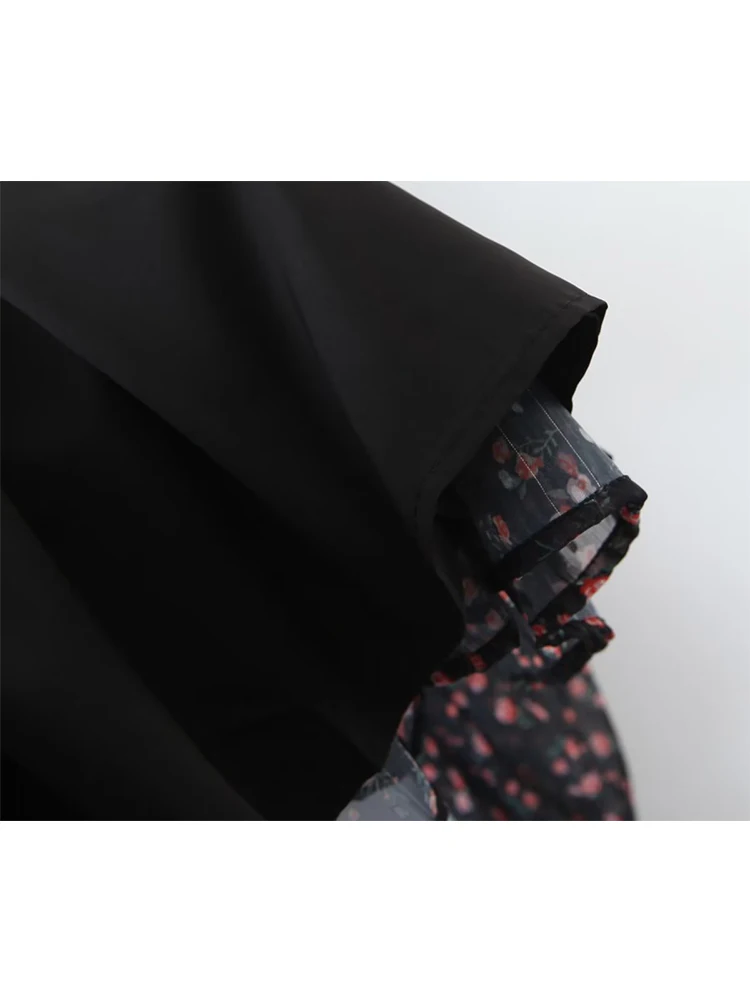 YENKYE automne mode femmes Vintage imprimé fleuri robe en mousseline de soie Sexy Semi-transparent à