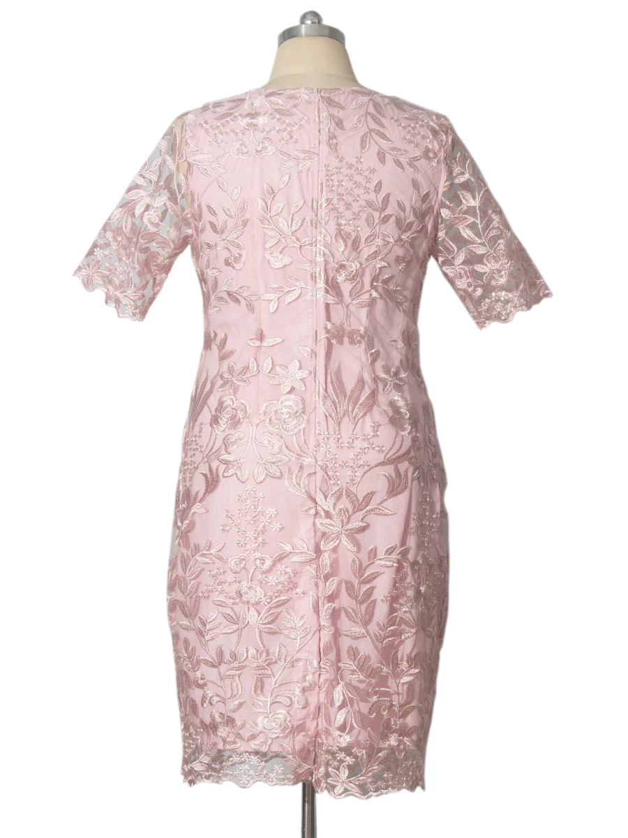Robes d'été grande taille 4xl 5xl pour invités de mariage, manches courtes, dentelle florale, élégan