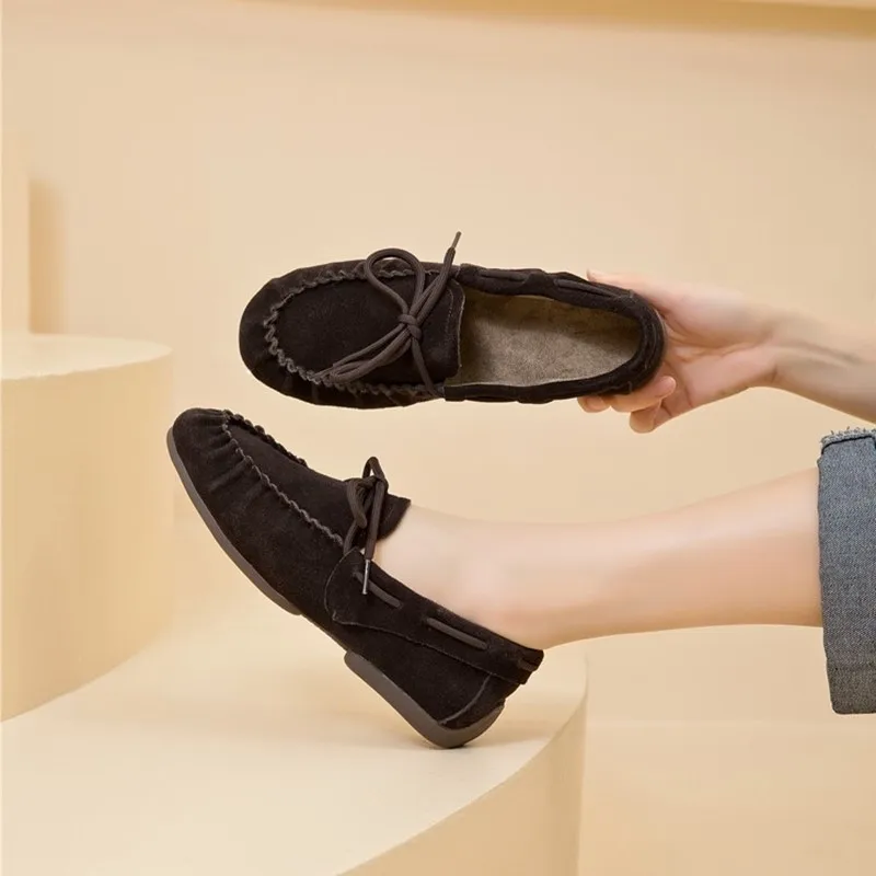 AIYUQI Chaussures de ballet pour femmes 2026 Nouveaux mocassins plats pour femmes en cuir véritable