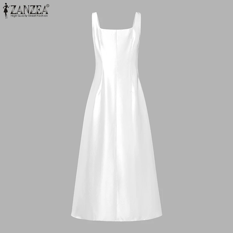 ZANZEA – robe longue élégante en Satin blanc pour femmes, robe de soirée Cocktail pour invitées de m