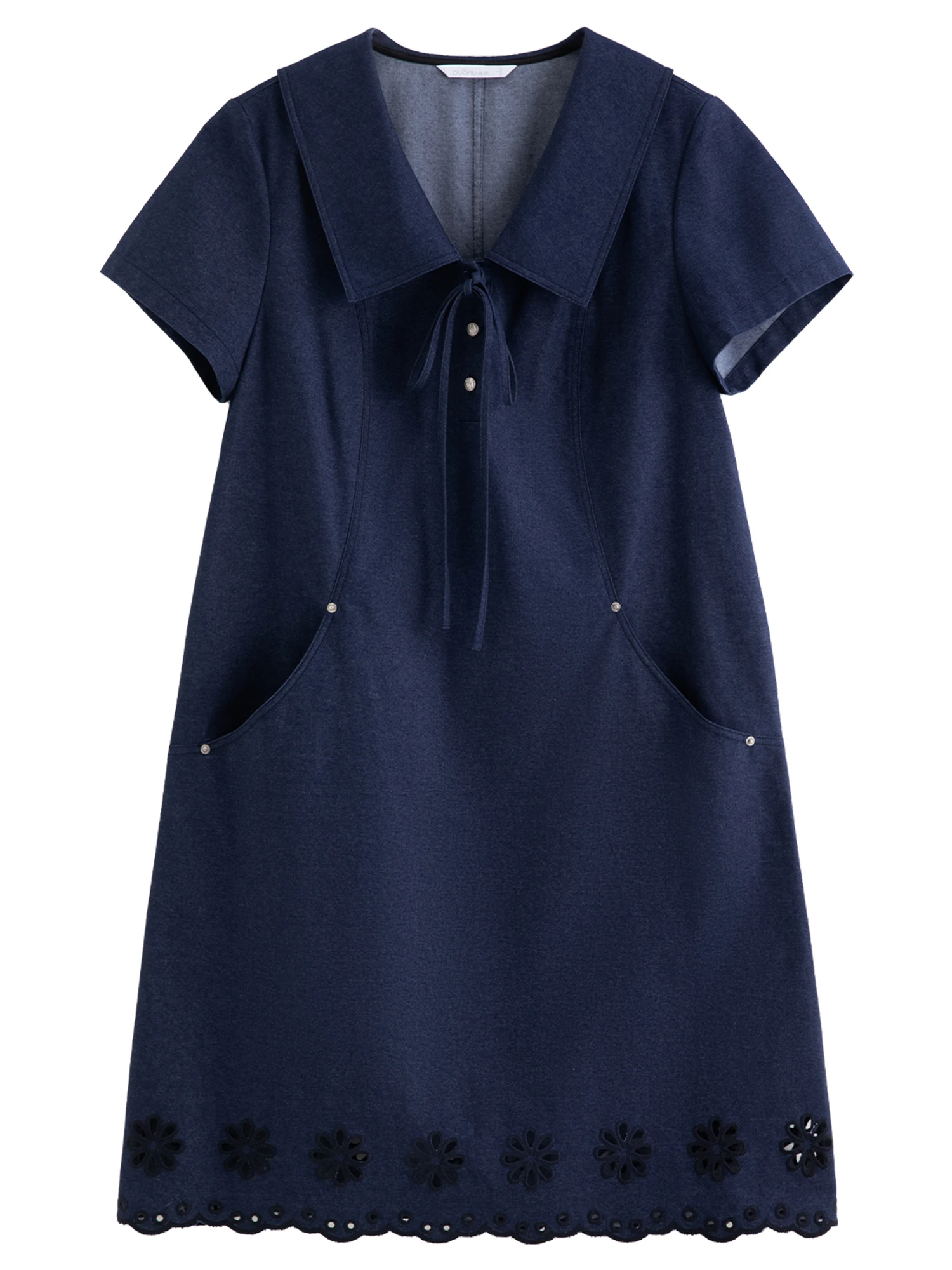 DUSHU Nouvelle Robe Trapèze Effet Jean pour Femme Été 2026, Robe Midi Vintage Coupe Ajustée pour le 