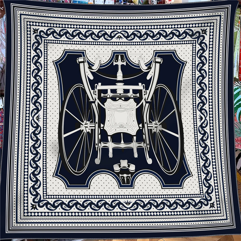 POBING 30% soie 70% cachemire écharpe femmes roulé à la main roue de chariot carré foulards envelopp