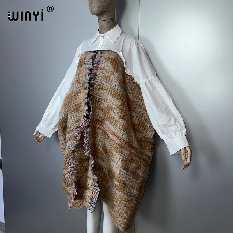 WINYI hiver femmes élégant robe de luxe manteau ample pardessus épais chaud femme cardigan ponchos p