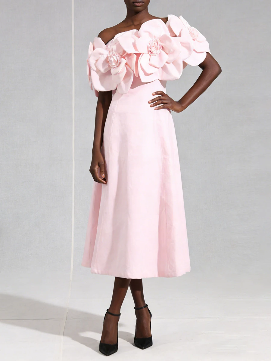 VGH – robe de dîner élégante et solide pour femmes, col en V, manches épaules dénudées, taille haute