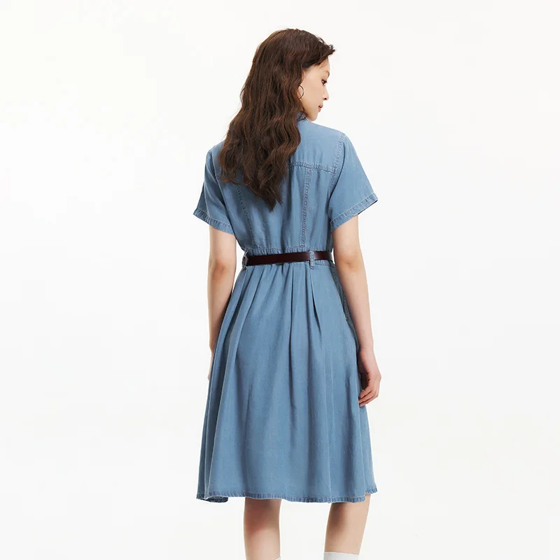 Robe en jean Semir pour femme, taille cintrée, boutonnée, nouvelle collection été 2025, robe midi ra
