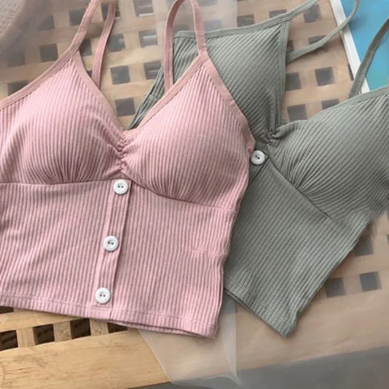 Femmes tricoté débardeur sangle gilet femme tricot haut court poitrine enveloppement pur sous-vêteme