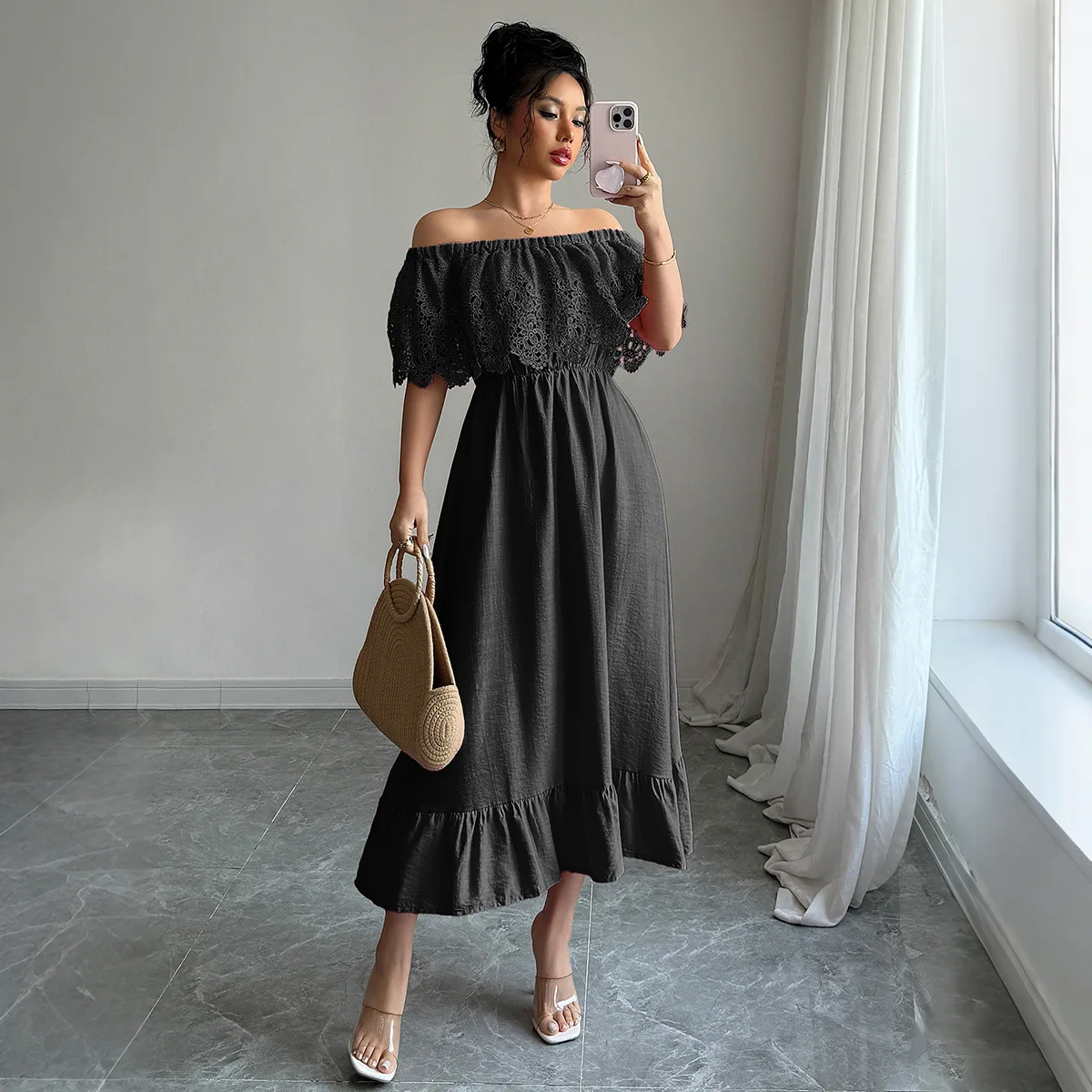 Robe longue élégante de style A, vêtements pour femmes, collection printemps-été 2026