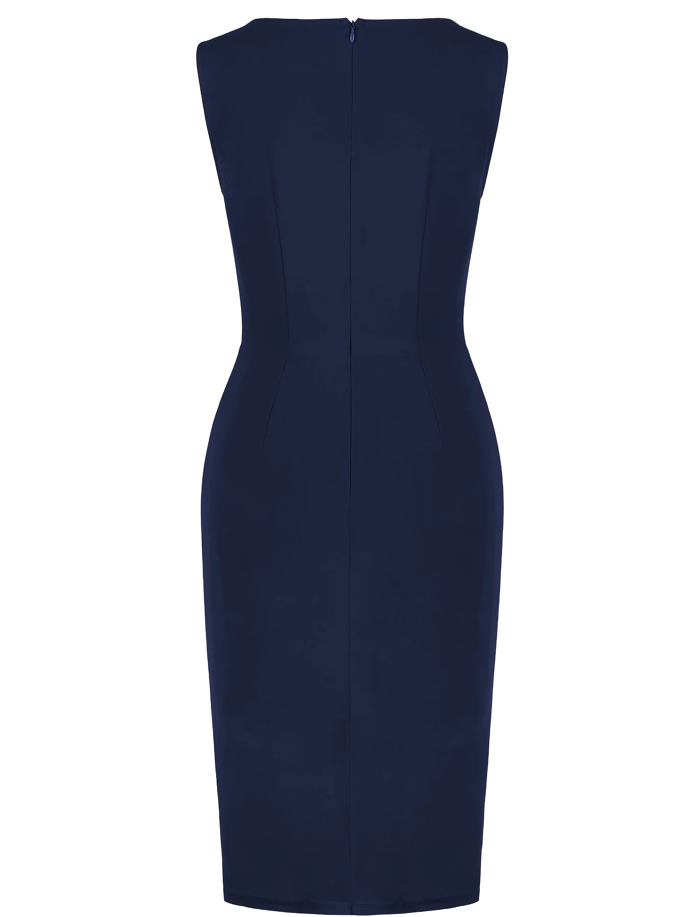 Robe fourreau élégante pour femme, col rond, sans manches, style vintage, ajustée, pour le travail,