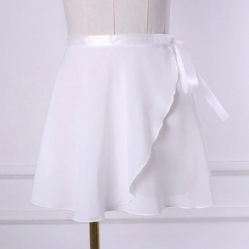 Jupes portefeuille Ballet pour femmes, jupe asymétrique en mousseline soie pour filles
