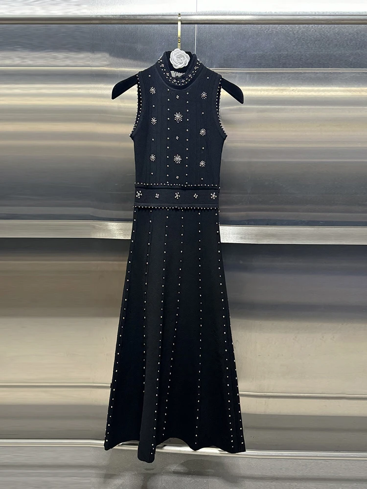 TWOTWurea-Robe évasée brodée en patchwork YLE pour femme, mini robe taille haute, col rond, mode fém
