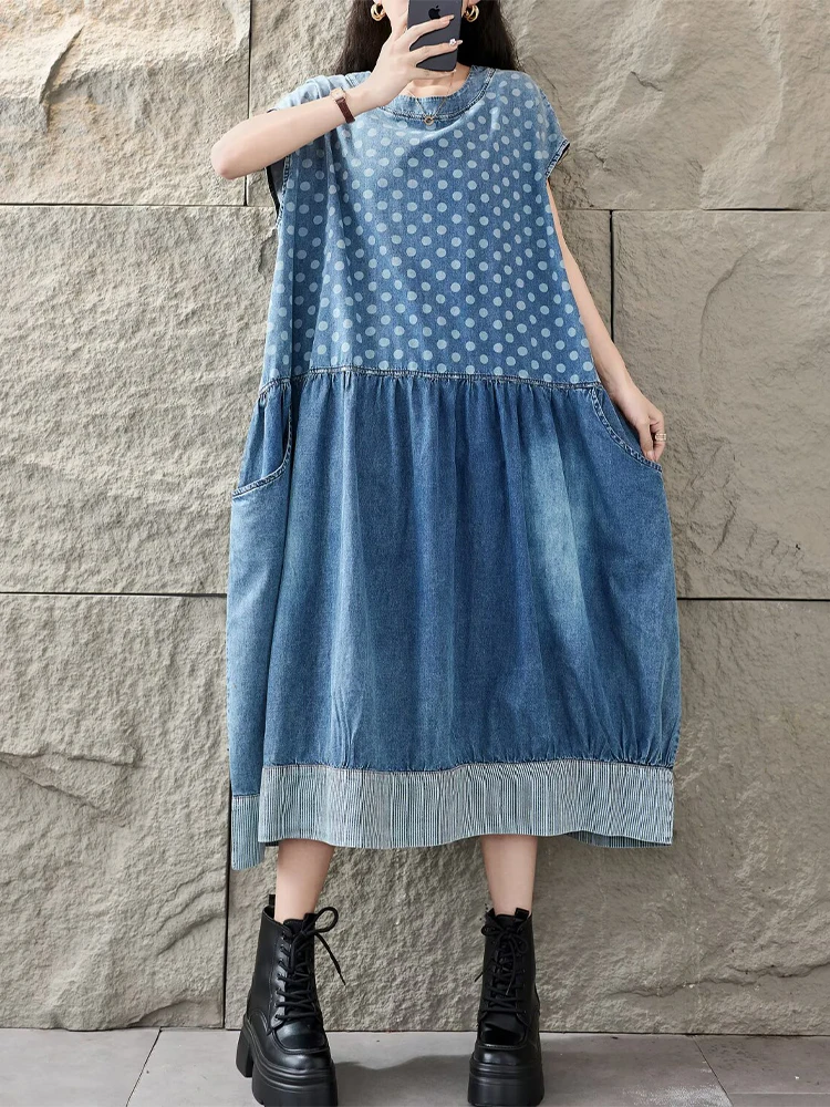 Amax LuluE 2026 Robes d'été amples pour femmes, style vintage classique à pois, design japonais, col