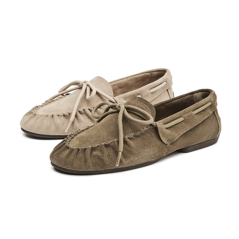 AIYUQI Chaussures de ballet pour femmes 2026 Nouveaux mocassins plats pour femmes en cuir véritable