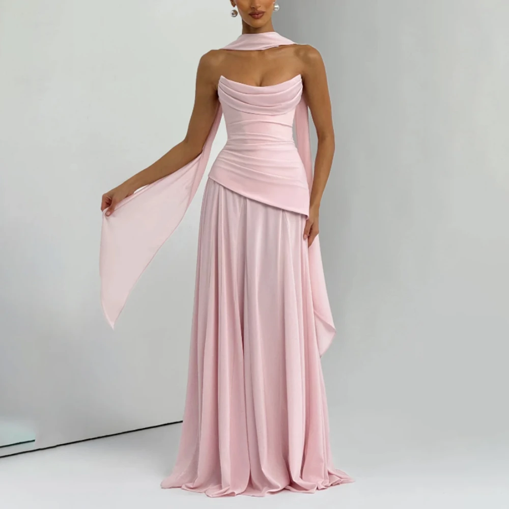 Robes de Soirée pour Invitées de Mariage 2026 – Robes de Cérémonie Longues sans Bretelles Coupe A-li