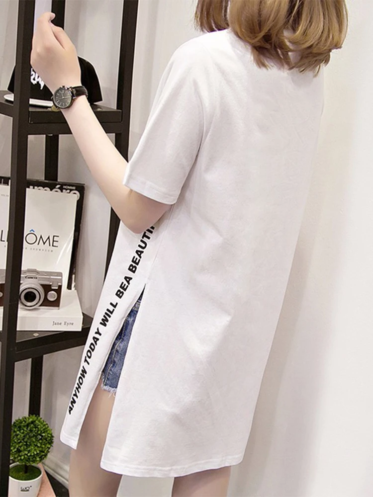 T-shirt manches courtes femme, ample, ample, en coton, imprimé jour de merveilles, été