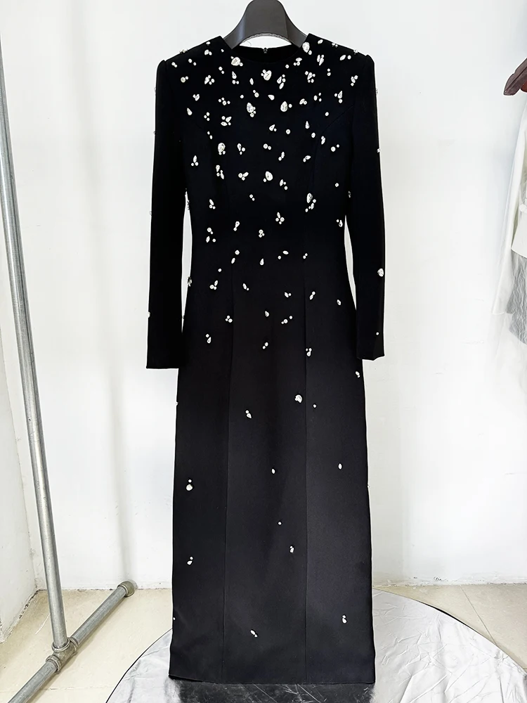 Robe longue maxi pour femme, de haute qualité, nouvelle collection 2026, design de créateur, ornée d
