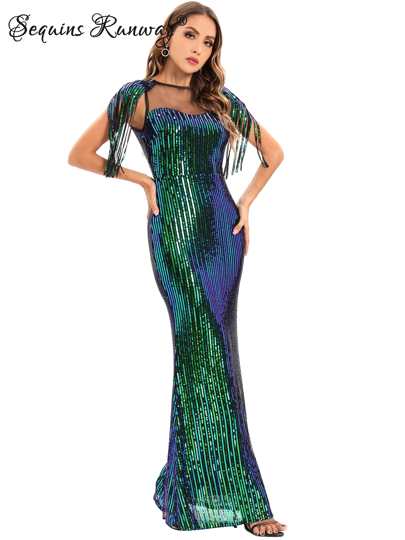 Robe d'été sexy transparente moulante à paillettes pour femmes 2026, robe maxi élégante pour fête d'