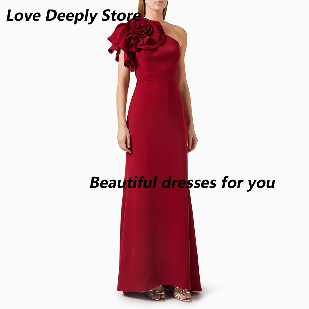 Robe de bal rouge longue sirène à épaules dénudées pour femme, collection 2026, élégante, à fleurs, 