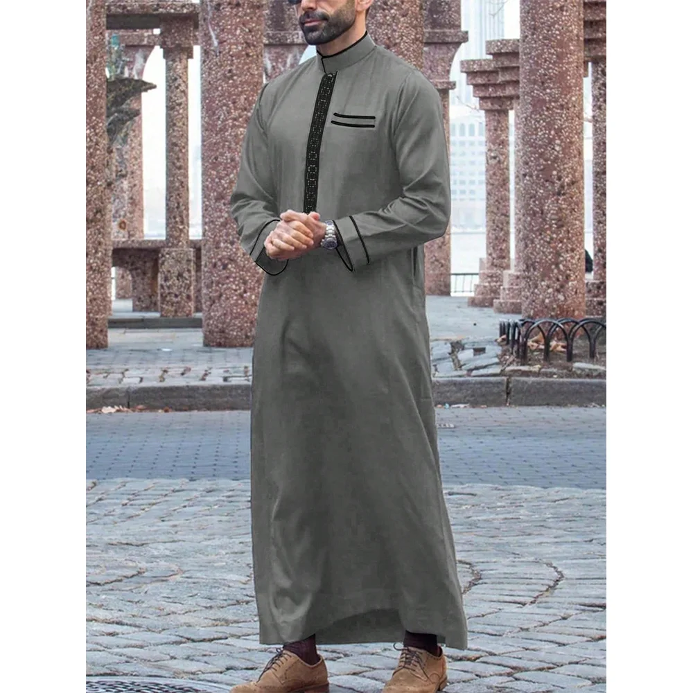 Robe ethnique arabe du Moyen-Orient, robe traditionnelle musulmane pour hommes, tenue décontractée p