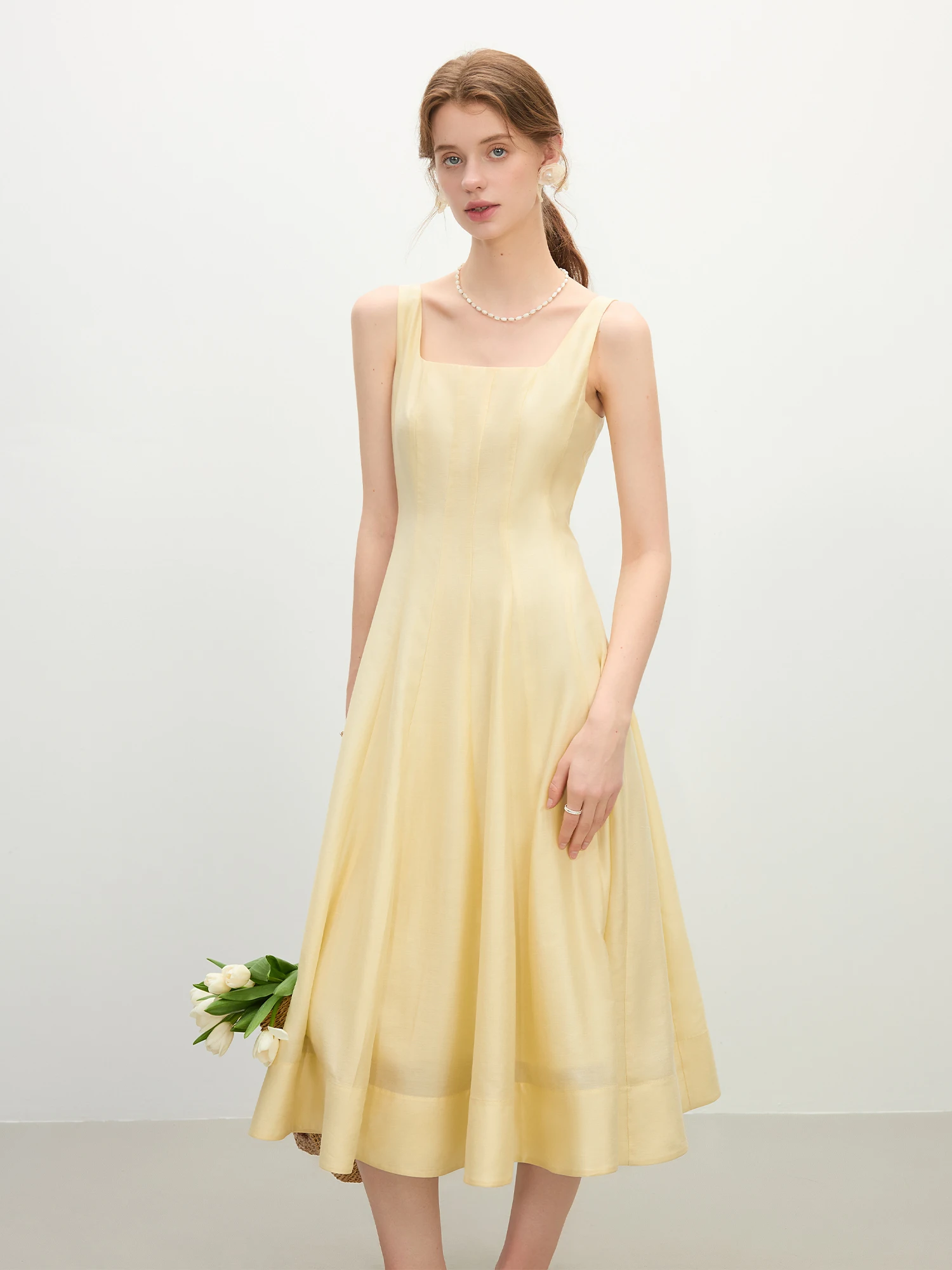 FSLE – robe sans manches pour femmes, coupe tridimensionnelle, taille haute, amincissante, à bretell