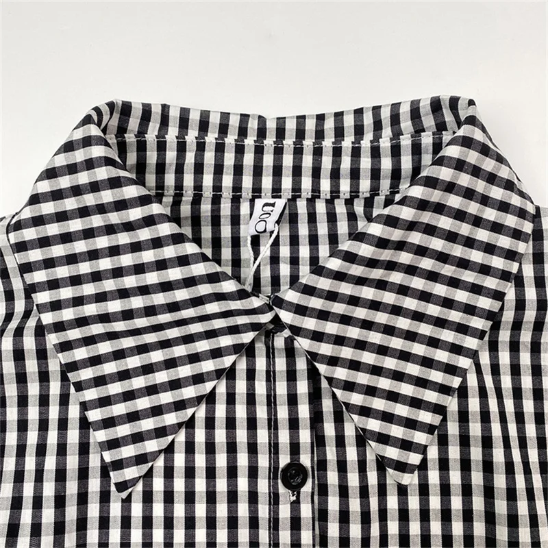 Yeezzi 2025 nouvelle mode Plaid revers chemise robe femmes manches à volants poches boutonnées fente