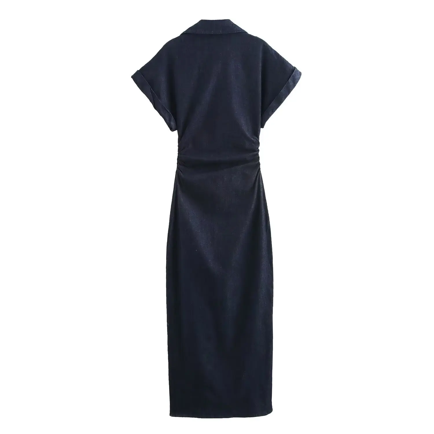 ETJ 2025 printemps nouvelle série 1975 robe MIDI en denim avec revers côté fermeture éclair mode rid