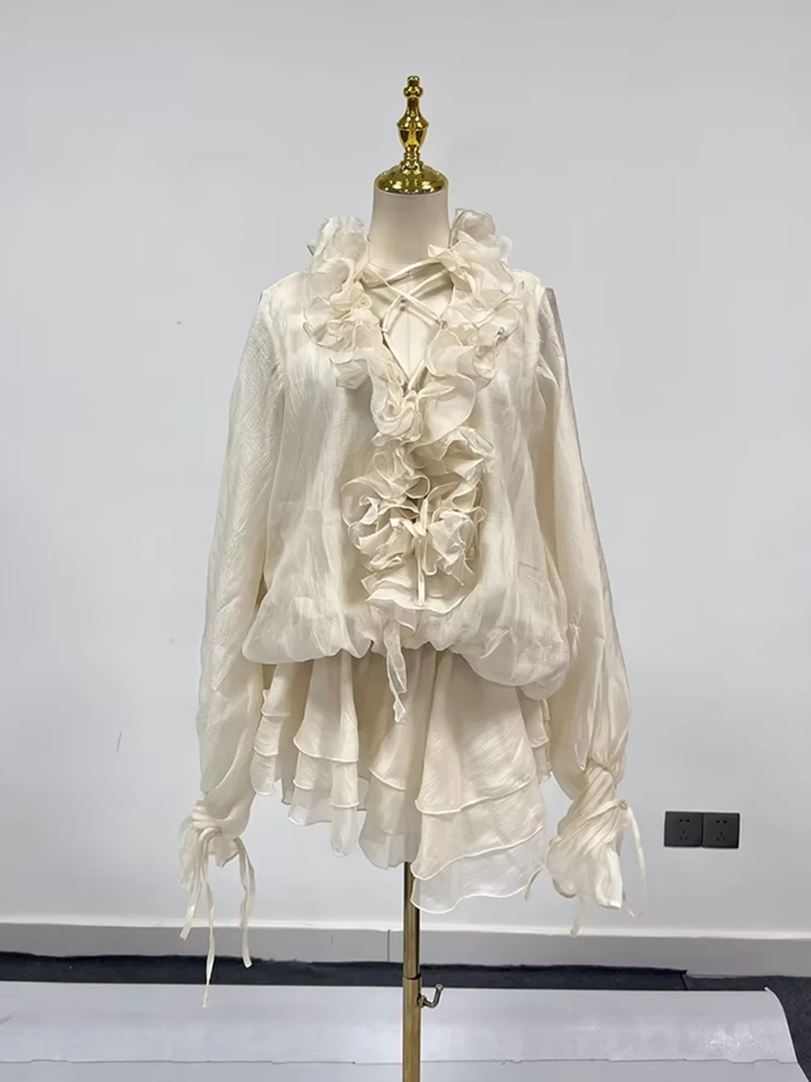 TWOTWINSTYLE – robe ample à fleurs 3D pour femmes, couleur unie, col en V, manches longues, Patchwor