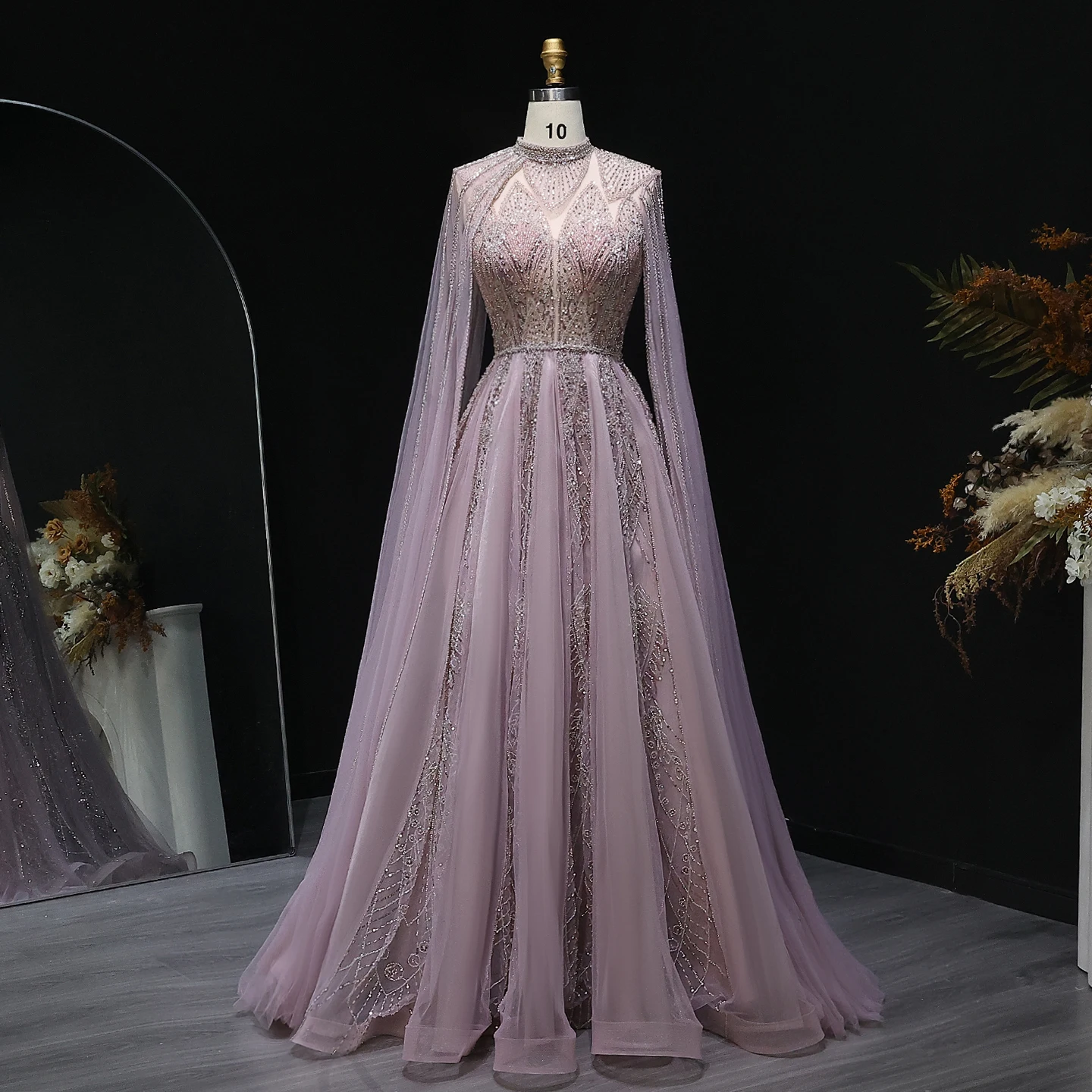 Sharon Said-Robe de soirée arabe rose de luxe pour femmes musulmanes, robe de Dubaï avec manches cap