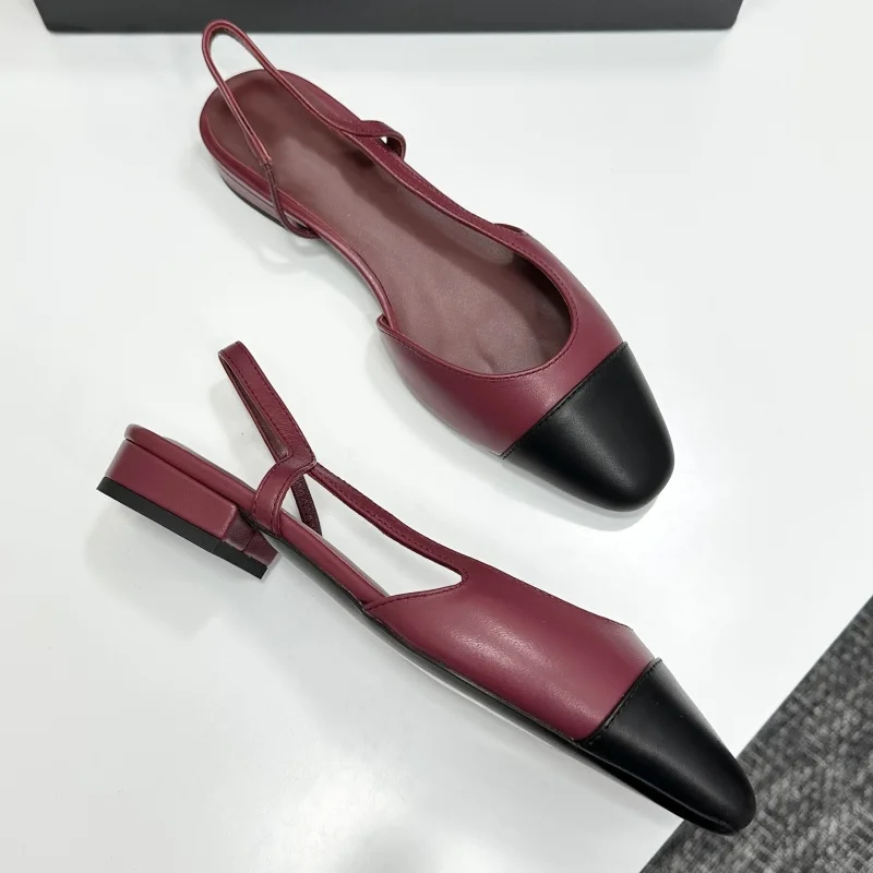 Sandales à talons bas pour femmes de haute qualité avec bandeau contrasté, élégantes et confortables