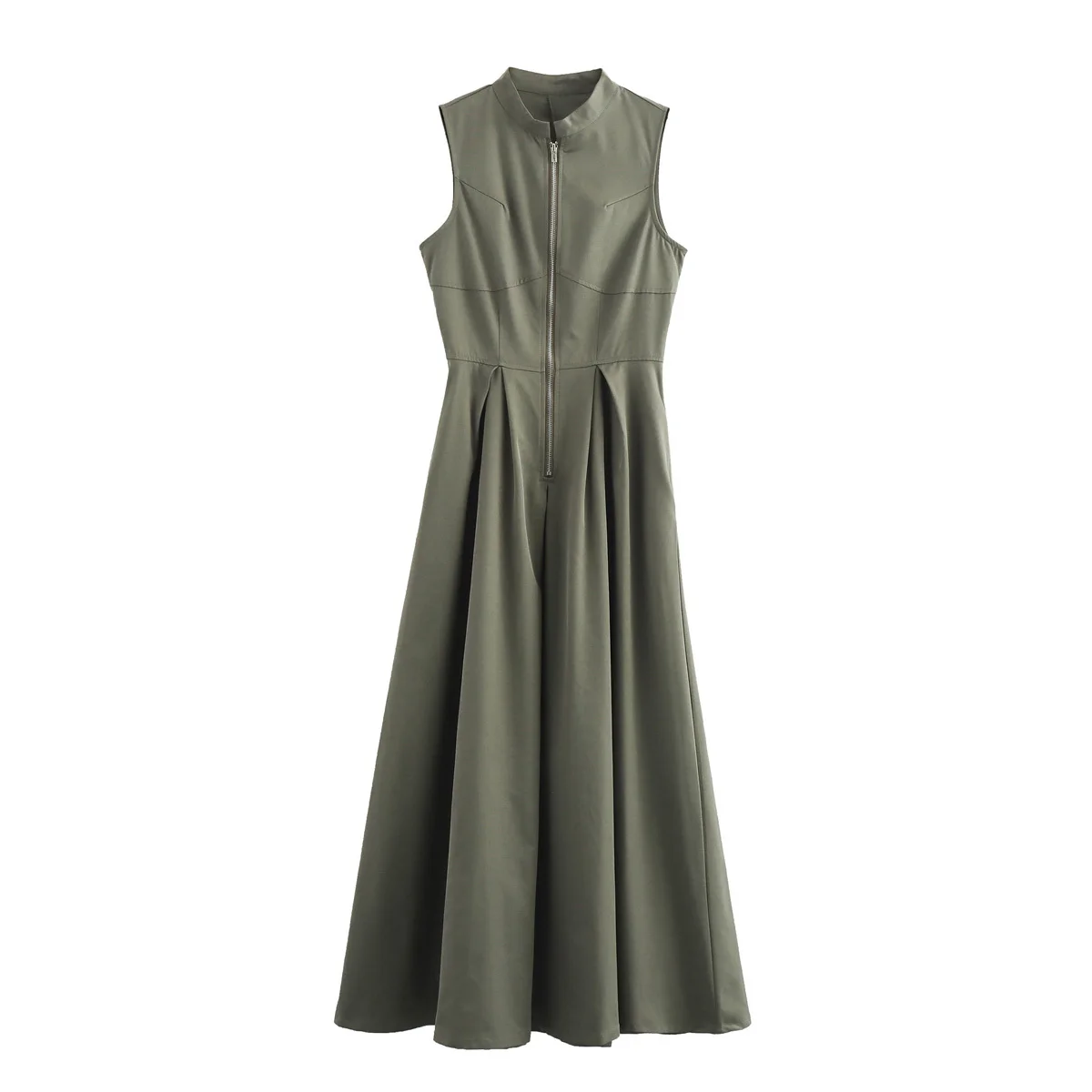 MUJER 2025 robes longues drapées pour femmes fermeture éclair sans manches robe Maxi femme vacances