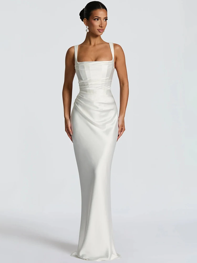 Robe longue en Satin sans bretelles, élégante, Corset vert, dos nu, rose, soirée, anniversaire, mari