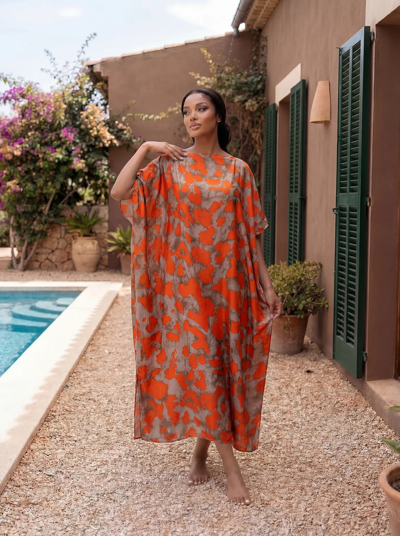 Robe longue africaine avec écharpe, vêtements pour femmes arabes du Moyen-Orient, polyester tissé, p