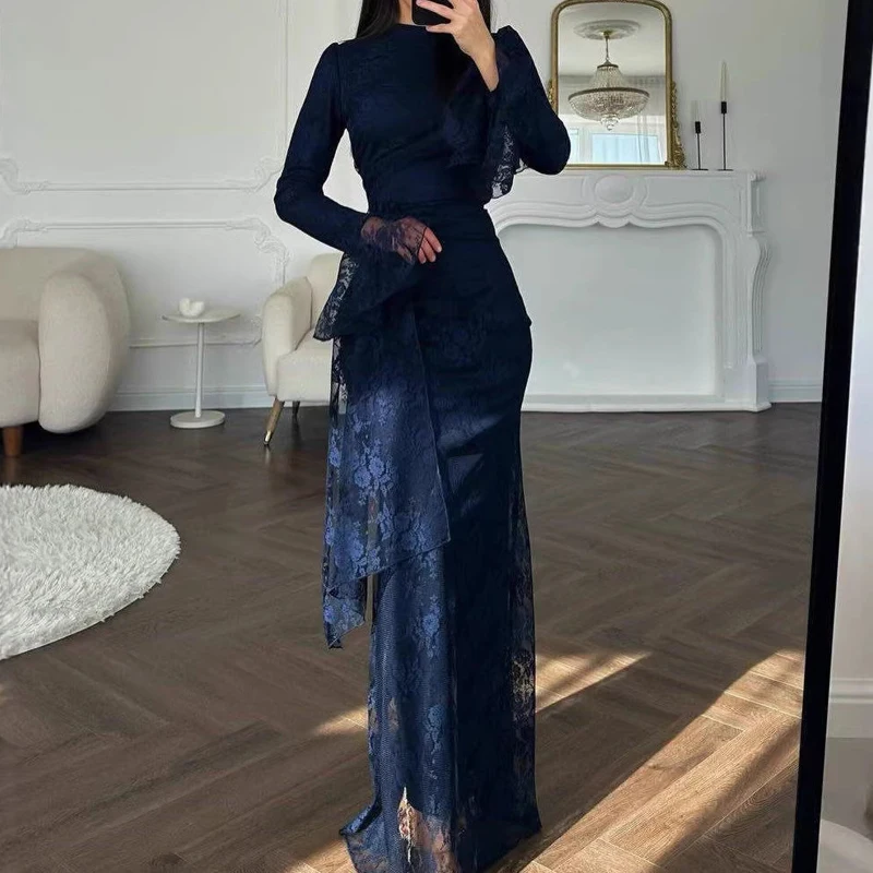 Robe de soirée élégante en dentelle brodée pour femme, collection Printemps-Été, style décontracté d