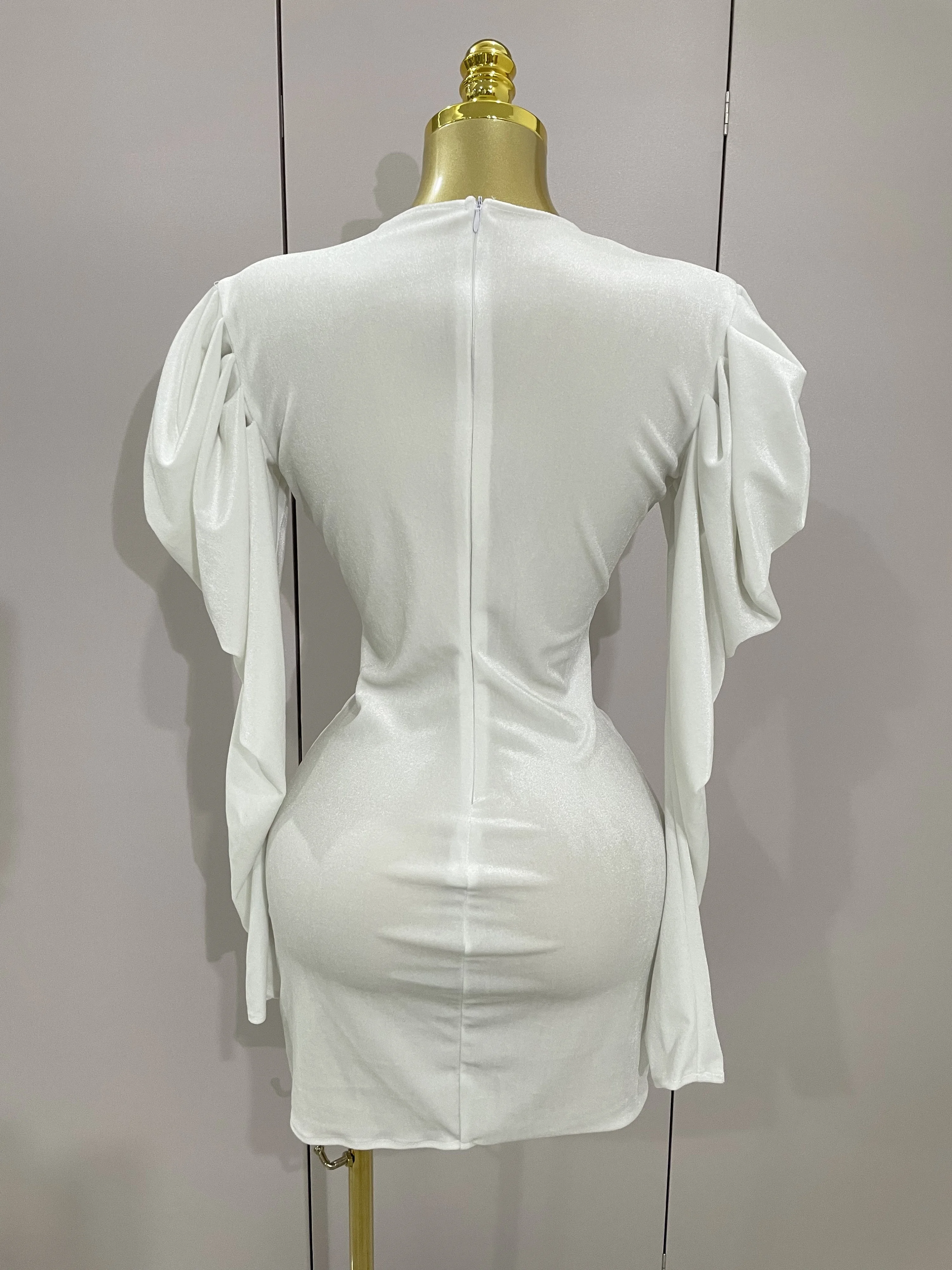 Robe courte de luxe en velours blanc pour femmes, cristaux scintillants, maille Sexy, élégante, robe