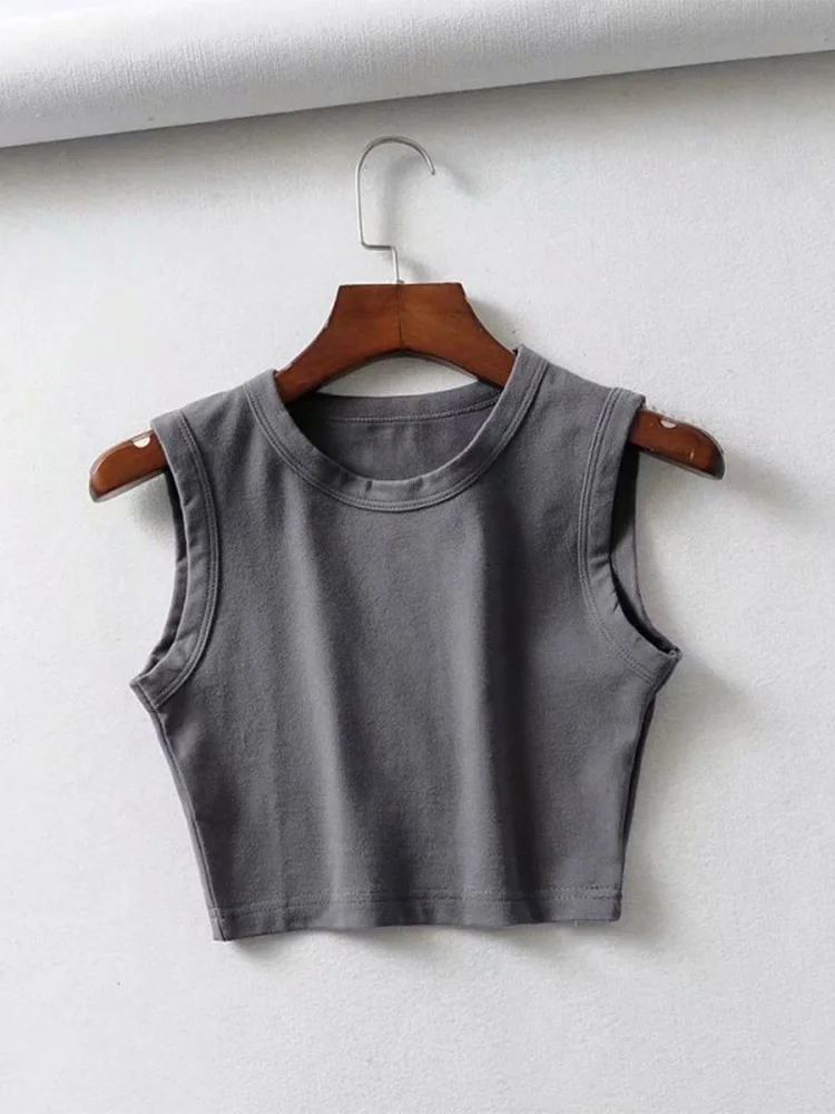 Top court sans manches pour femmes, vintage, blanc, motard, noir, punk, sexy, débardeur, coréen, str