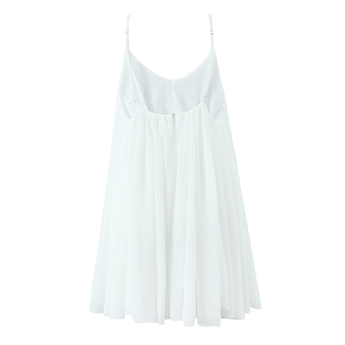 BO00-Robe courte à bretelles dos nu pour femmes, col rond, fermeture à glissière au dos, mini robes