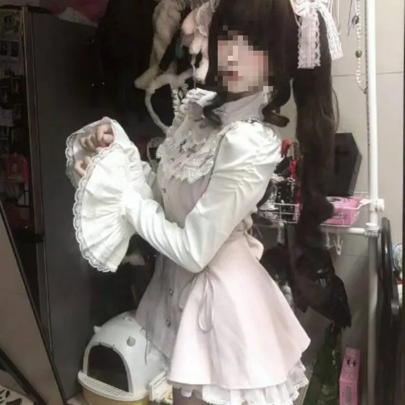 Robe gothique Lolita d'automne 2025, avec nœud noir, cœur doux, robe courte élégante à manches longu