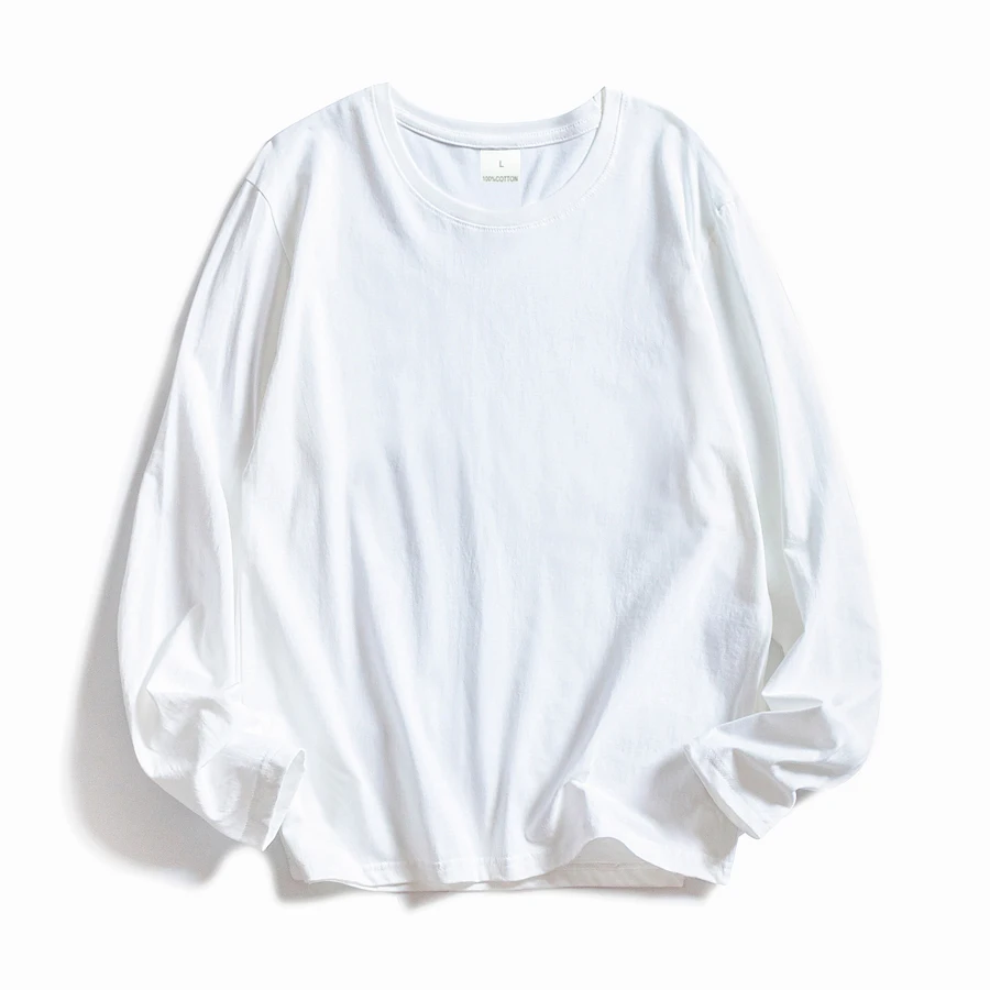 WAVLATII femmes col rond à manches longues t-shirts dame blanc couverture en coton femme doux t-shir