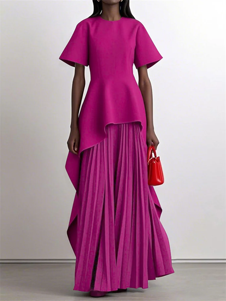 Yeezzi – robe Peplum élégante pour femmes, pour Banquet de mariage, manches courtes plissées, ourlet