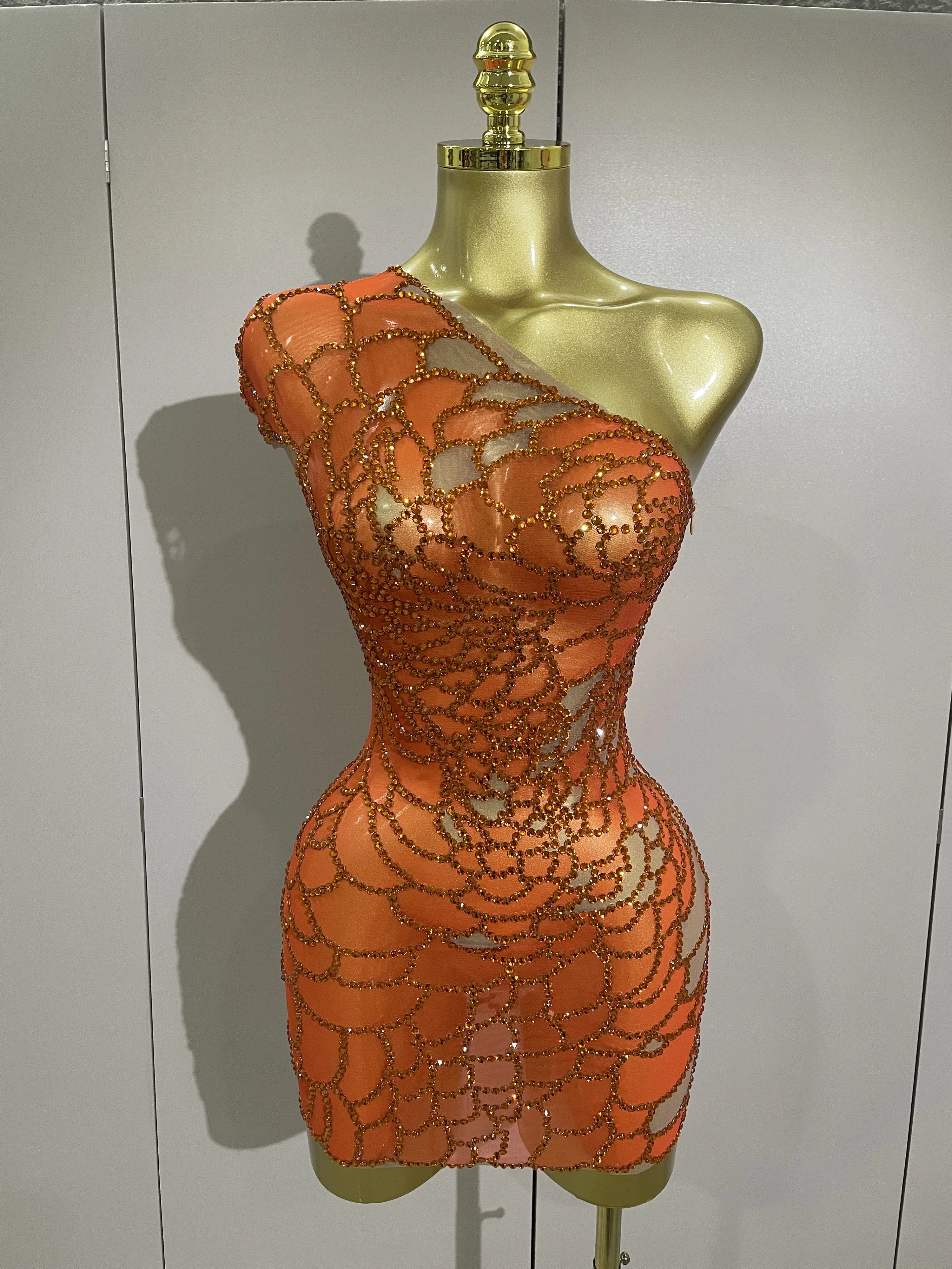 STOCK femmes brillant strass Sexy une épaule culture robe anniversaire célébrer fête robe de soirée