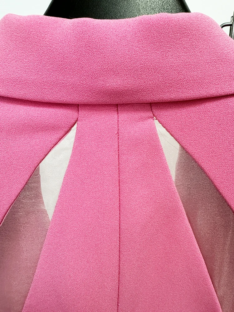 Ensemble de costume de créateur HIGH STREET, nouveauté 2026, pour femme, en gaze patchwork, blazer à