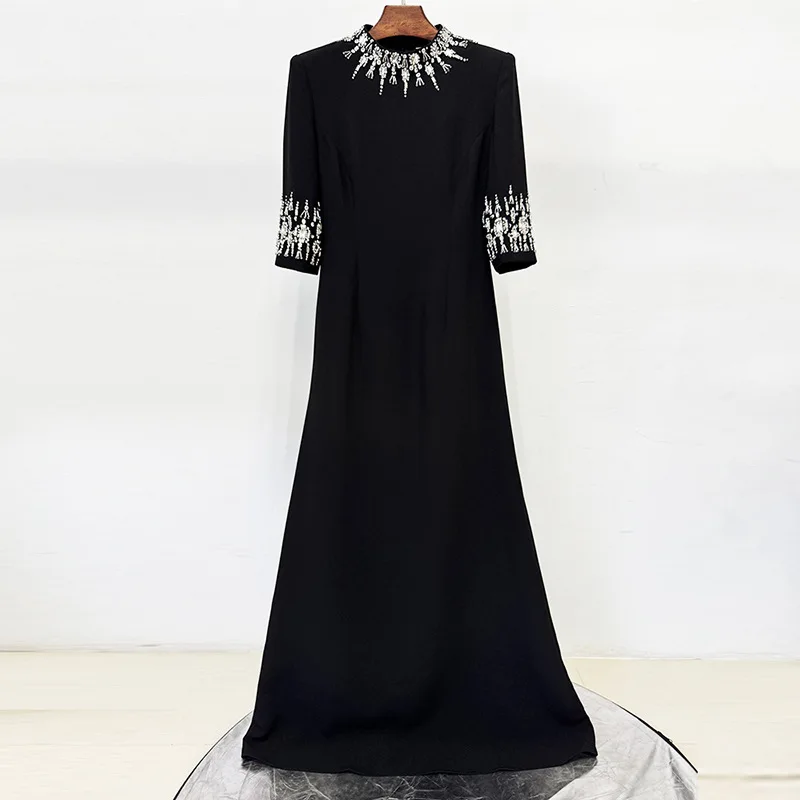 HIGH STREET Nouvelle Collection 2026 Robe Longue de Soirée Designer pour Femme, Ornée de Perles et d