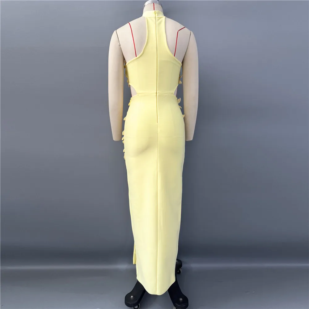 Femmes Sexy Patchwork robe de pansement mode Appliques licou vêtements Club fête robes de célébrité