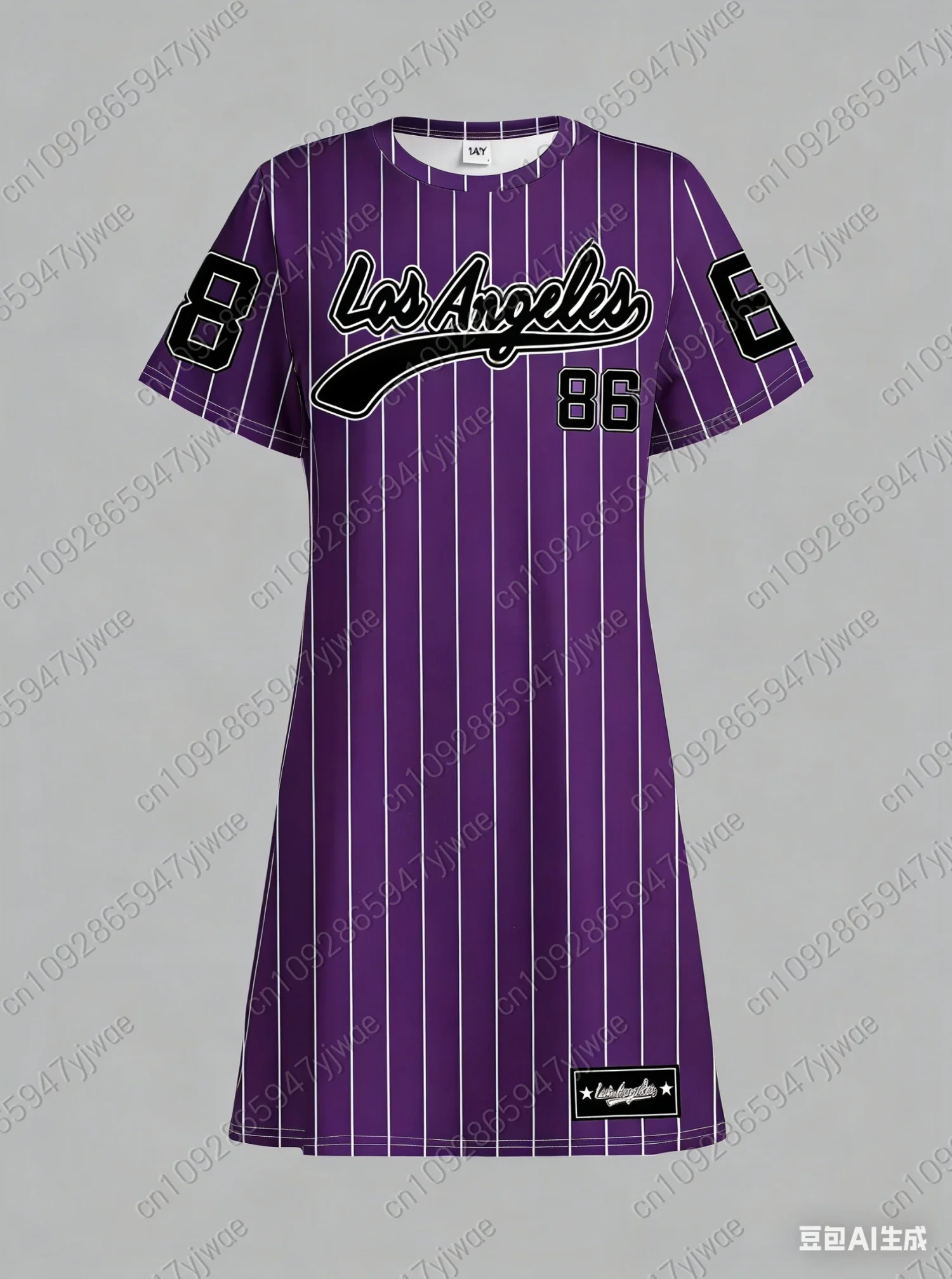Robe T-shirt ample décontractée pour femme été 2026 NO.86 LOS ANGELES Imprimé Col rond Manches court