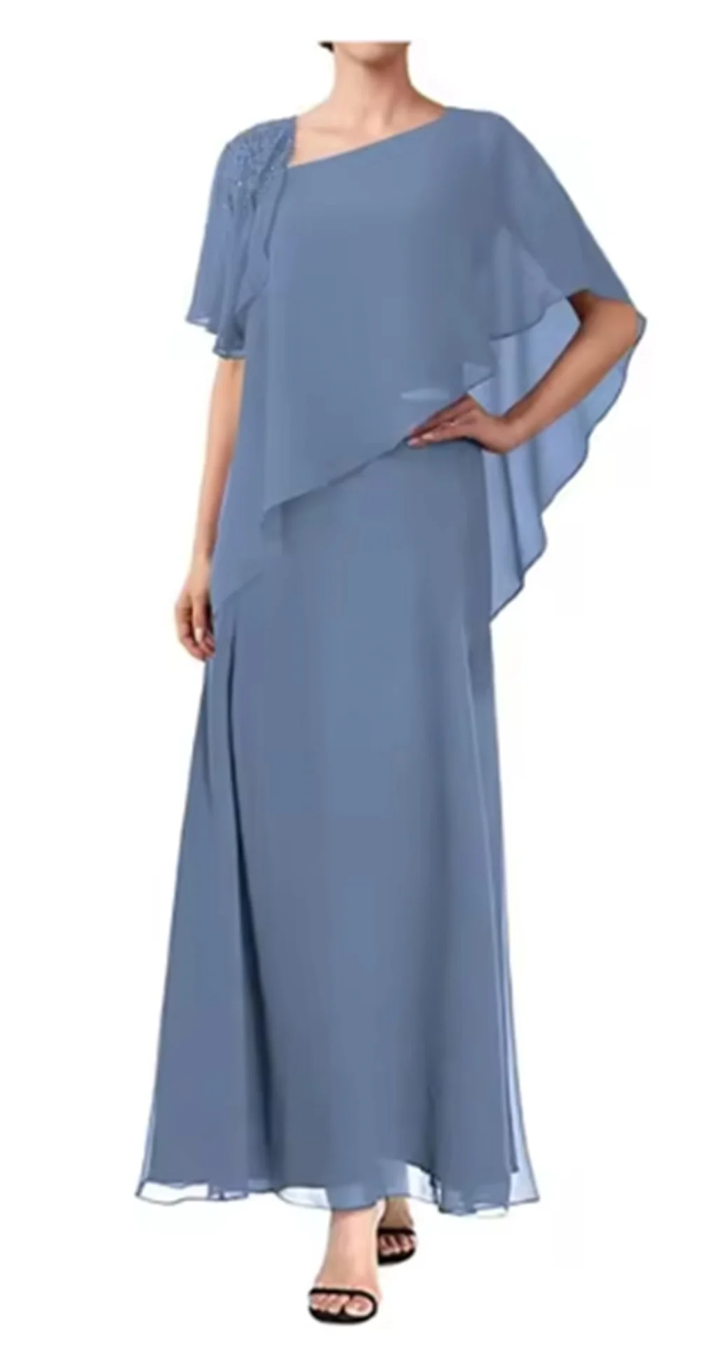 Robes de mère de la mariée en mousseline de soie A Line, robes longues formelles pour mariage, tenue